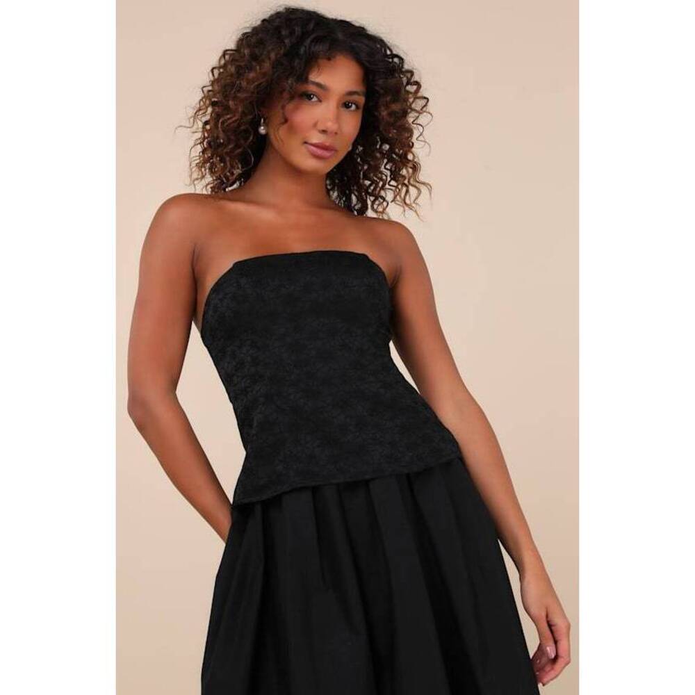 Lulus | Chic Consideration Black Strapless Top